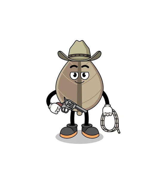Mascote Caráter Folha Seca Como Cowboy Design Personagem — Vetor de Stock