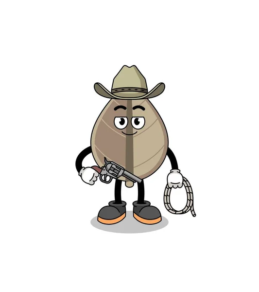 Mascote Caráter Folha Seca Como Cowboy Design Personagem —  Vetores de Stock