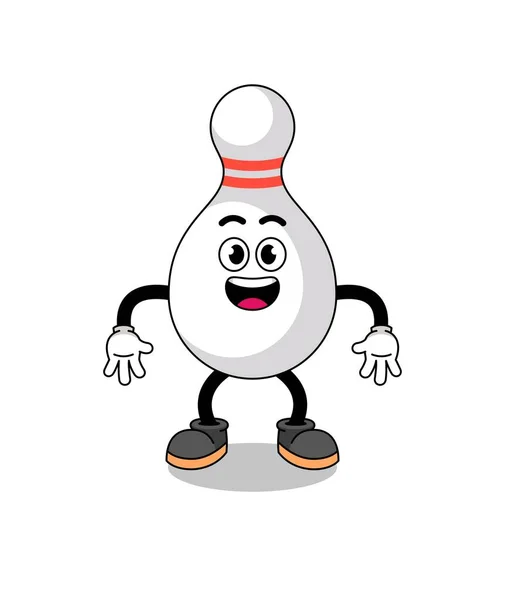 Bowling Pin Cartoon Met Verrast Gebaar Karakter Ontwerp — Stockvector