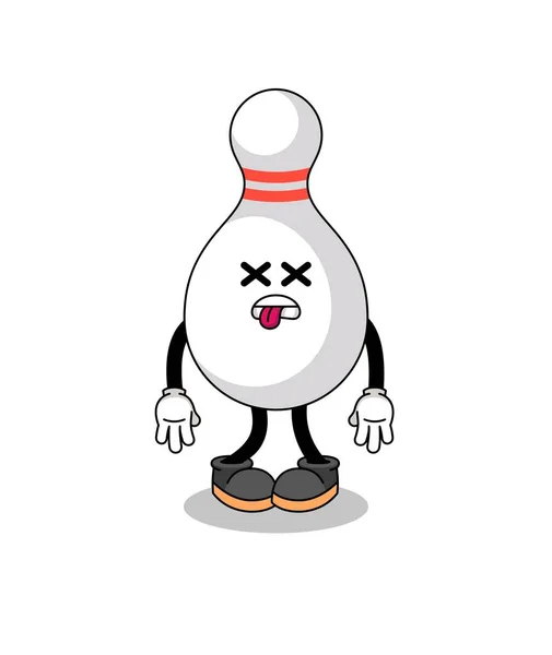 Bowling Pin Maskot Ilustrace Mrtvý Charakter Design — Stockový vektor