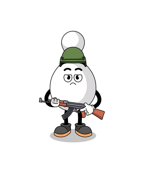 Cartone Animato Bowling Pin Soldato Character Design — Vettoriale Stock