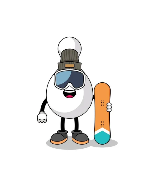 Maskottchen Cartoon Von Bowlingpin Snowboard Spieler Charakter Design — Stockvektor