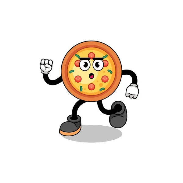 Correr Pizza Mascota Ilustración Diseño Personajes — Vector de stock