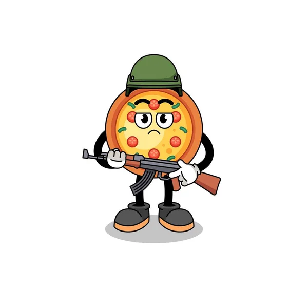 Dessin Animé Soldat Pizza Character Design — Image vectorielle