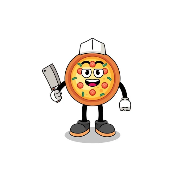 Mascota Pizza Como Carnicero Diseño Personajes — Archivo Imágenes Vectoriales