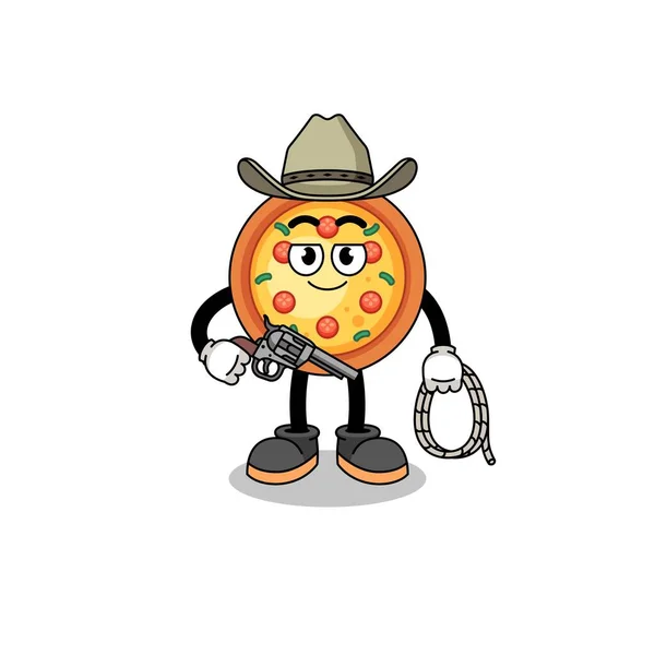 Personaje Mascota Pizza Como Vaquero Diseño Personajes — Vector de stock