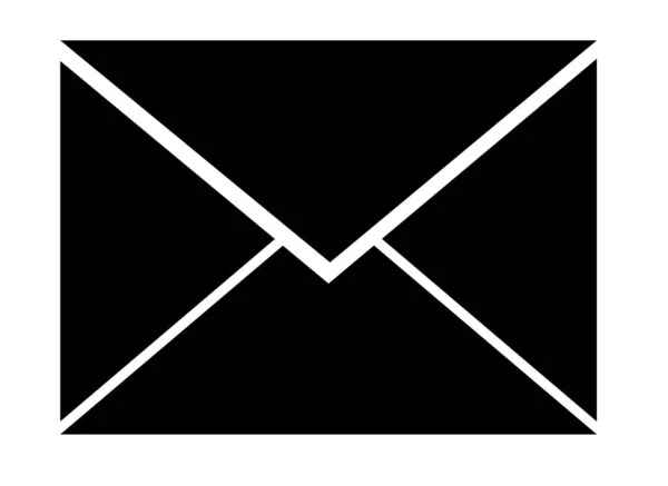 简单的黑色信封图标隔离在白色背景上 电子邮件 邮件和通信的概念 — 图库照片