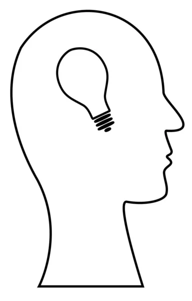 Μια Λάμπα Στο Ανθρώπινο Κεφάλι Απομονωμένη Λευκό Φόντο Έμπνευση Σκέψη — Φωτογραφία Αρχείου