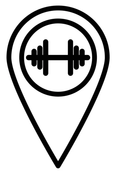 Gym Map Pin Isolated White Background Dumbbell Symbol Map Pointer — Foto Stock
