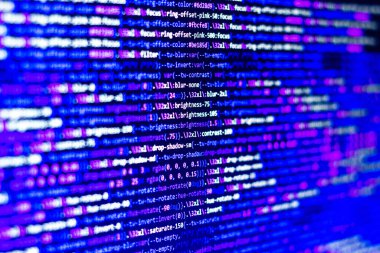 Renkli CSS kodları. Web geliştirme kodları. Arkaplan olarak kullanılabilir