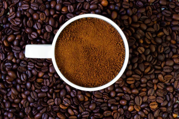 Coffee Beans Cup Background — Stock Photo, Image