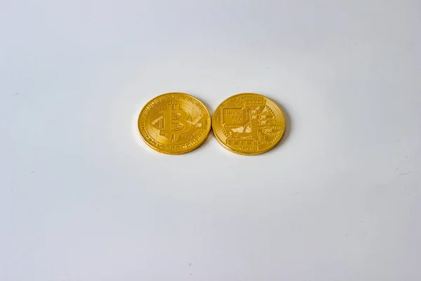 Bitcoin Krypto Symbol Monety Izolowane Białym Tle — Zdjęcie stockowe