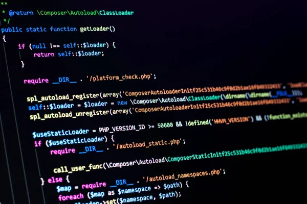 Desarrollador Software Hace Codificación Php Programador Está Haciendo Codificación Backend — Foto de Stock