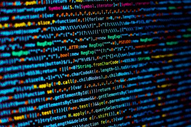Renkli kod dokusu arka planı. Soyut Web programlama kodlaması
