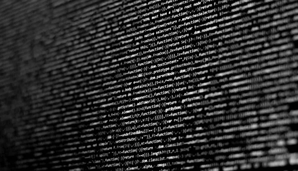 Siyah ve beyaz kod geçmişi. javascript kodu bilgisayar ekranında