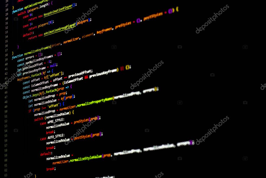 Fondo de código colorido. código javascript en la pantalla de la ...