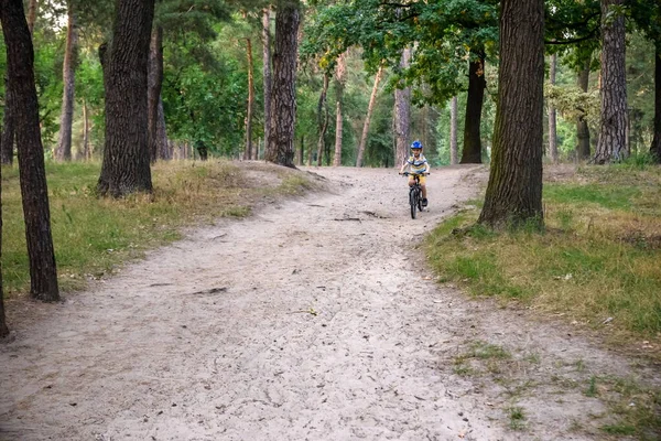 Cyclist Riding Sandy Hill Offroad Trail — Stock Photo, Image
