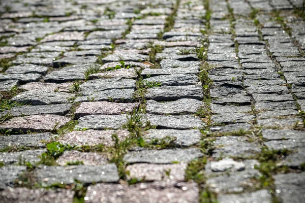 Old Paving Slabs Stone Pavement Road European Style Texture Stones — Stock Photo, Image