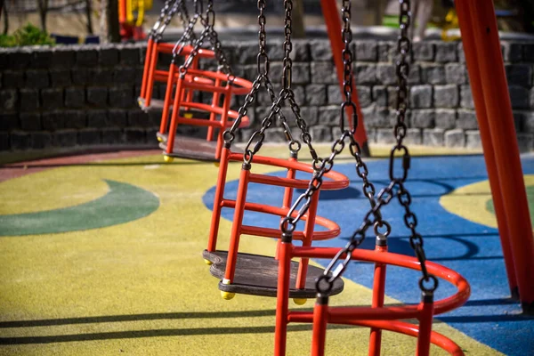 Swing Playground Set Chain Swings Modern Kids Playground — Zdjęcie stockowe