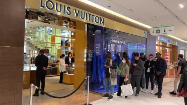 Louis Viton shop always queue in Paris 15.04.22 Louis Viton Paris France — Video Stock