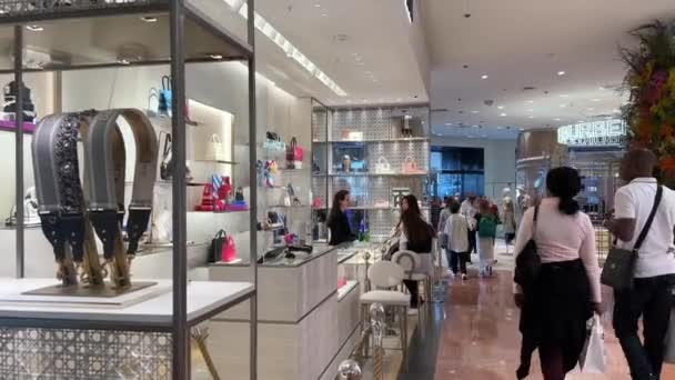 Galeries Lafayette Brand store on the main street of Paris perfume decoration cosmetics the most famous manufacturers people have money and they buy 16.04.22 Paris France — Vídeo de stock