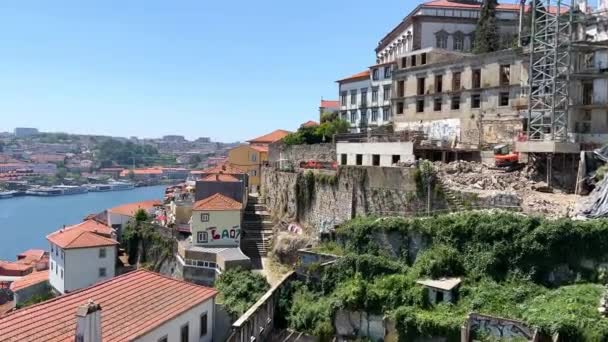Perspetiva geral da cidade velha do Porto, Portugal — Vídeo de Stock