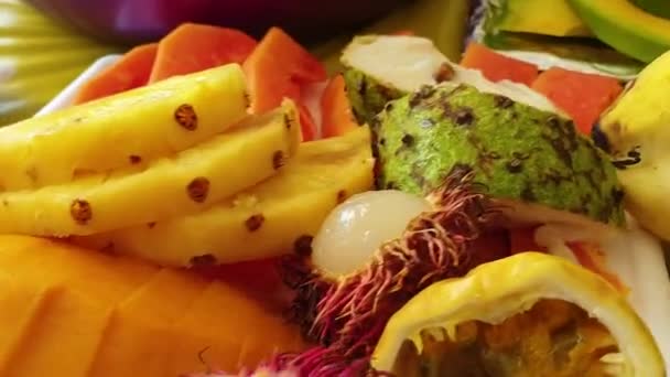 Frühstück Sri Lanka Verschiedenen Tropischen Früchten Und Garnelen Ist Alles — Stockvideo