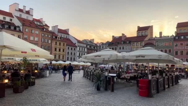 Praça Velha Centro Cidade Varsóvia Chama Quadrado Mercado Centro Dele — Vídeo de Stock