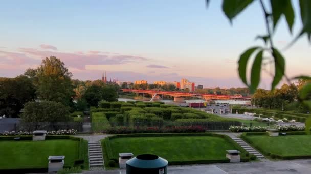 Royal Labyrinth Gardens Fața Castelului Regal Polonia Varșovia Imagini Înaltă — Videoclip de stoc