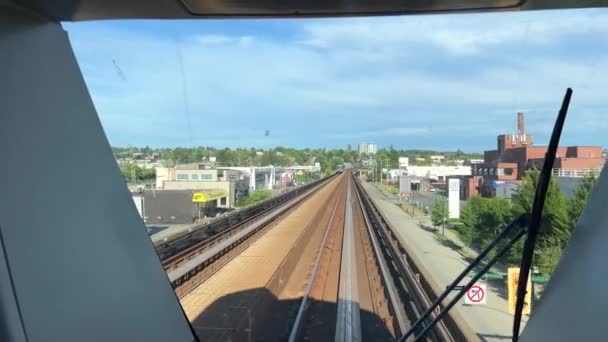 Canada Vancouver Surrey Surrey Train Stop Высококачественные Кадры — стоковое видео