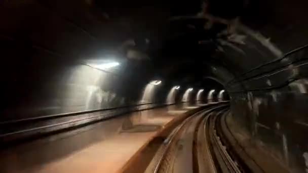 Vancouver Hava Yolu Tünelinde Bir Yolculuğun Hızlandırılmış Videosu Tünel Uzun — Stok video