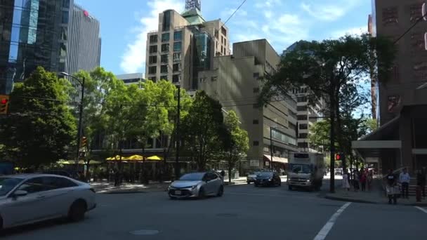 Vancouver Utcai Autók Városi Élet Felhőkarcolók Csak Egy Normális Nap — Stock videók