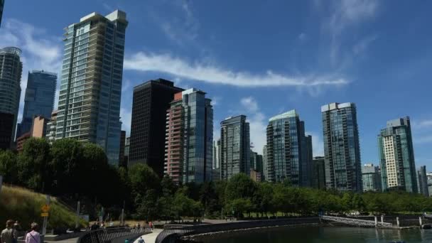 Vancouver Skyscrapers New City Blue Sky High Quality Footage — Vídeos de Stock