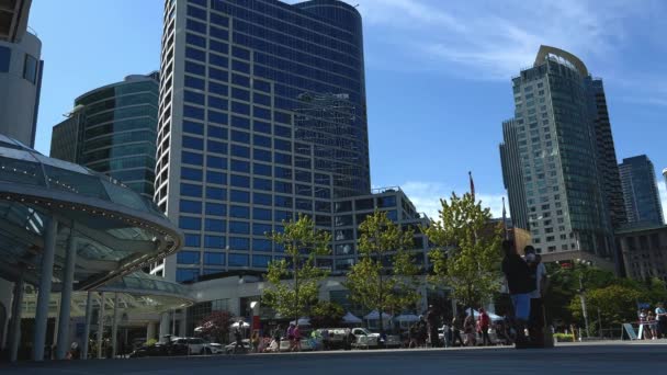 Street Canada Pacific Coast Complex Canada Place Just Skyscrapers Peoples — Vídeos de Stock