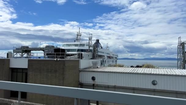 Car Drives Ferry Cross Canada Vancouver Island View Window Car — Stockvideo