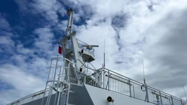 Upper Deck Ferry Departing Canada Vancouver Island Clean White Deck — Vídeos de Stock