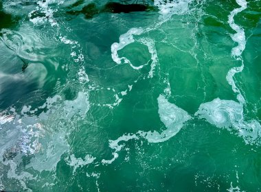 Emerald water seethes very beautiful background for any text for any video for advertising and announcement rates a seething ocean small strips of white foam on it deep and green Canada