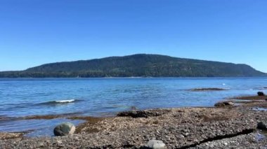 low tide on the pacific ocean view from Denman island to Hornby island. High quality photo