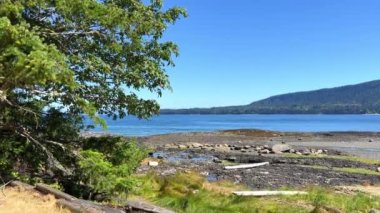 low tide on the pacific ocean view from Denman island to Hornby island. High quality photo