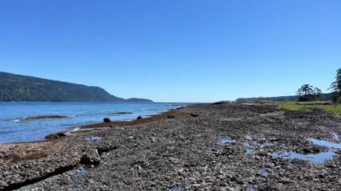 low tide on the pacific ocean view from Denman island to Hornby island. High quality photo