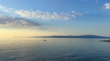 fabulous sunset on the Pacific Ocean backdrop for advertising travel wall painting Relax meditation river illuminated by the sun holidays sea Spread out with bright colors saturated paint blank.