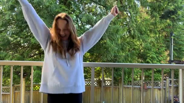 Teenage Girl All People Dance Rejoice New Purchase New Message — Wideo stockowe