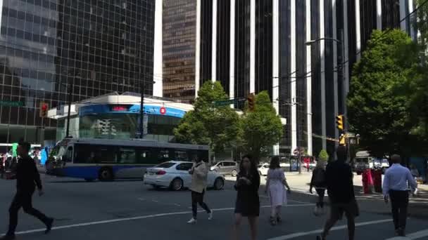Vancouver Straßenautos Stadtleben Wolkenkratzer Und Nur Ein Normaler Tag Vancouver — Stockvideo