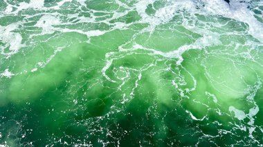 Business background with map and mail signs in greens Abstract picture with randomly angled words DESIGNING on a background with Emerald, Pastel Blue, Dark Turquoise color Template for canvas or card