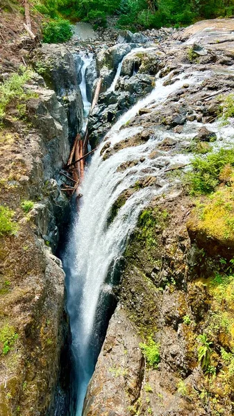 Beautiful Englishman River Waterfalls Upper Section Parksville British Columbia Canada — Stock Photo, Image