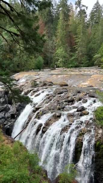 You Can See Bright Blue River Flows Beautiful Waterfall Englishman — Stock Video