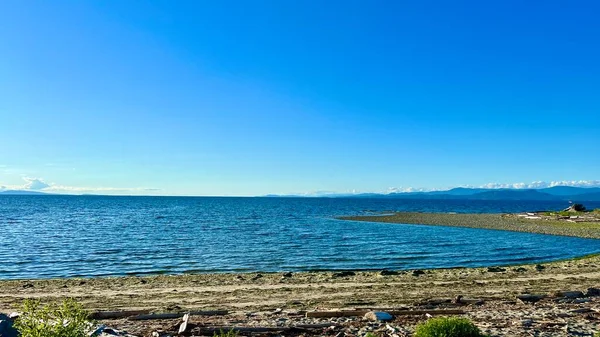 Complete Calm Wind Waves Pacific Ocean Looks Lake Vancouver Island — 图库照片