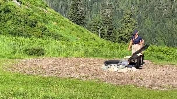 Bald Eagle Bird Training Man Mountains Canada Grouse Mountaine Resort — Video