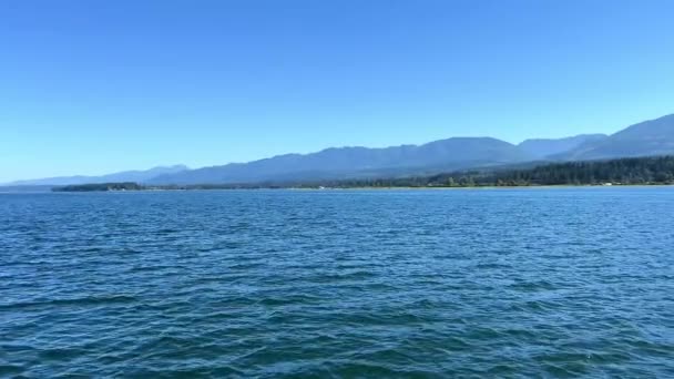 View Sailing Ship Blue Water Pacific Ocean Ship Sails Vancouver — Vídeo de Stock