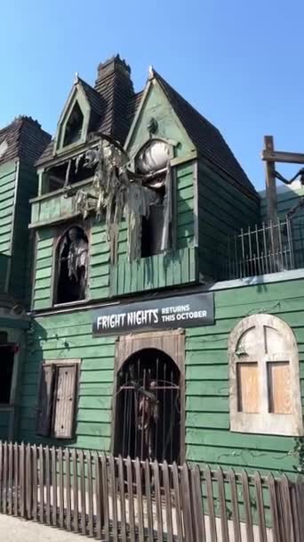 House Horrors Haunted House Attraction Adults Children Canada Vancouver Playland — Stockvideo